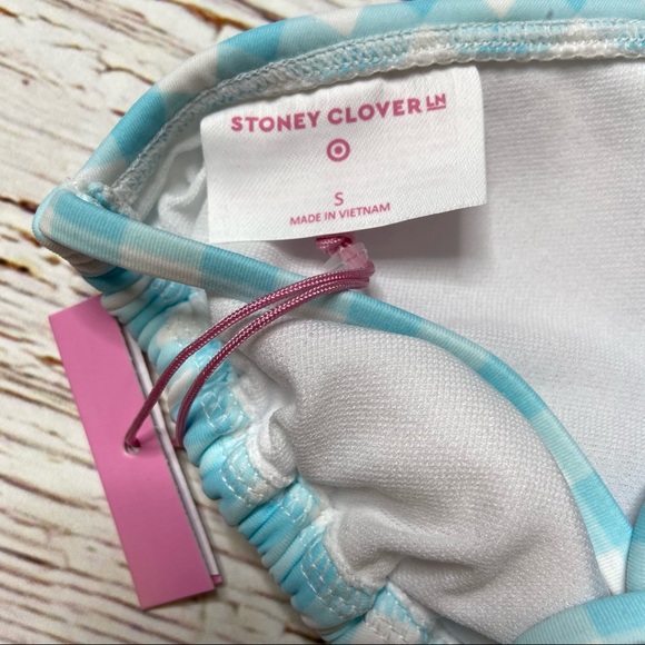 NWT Stoney Clover Lane X Target Blue Gingham Triangle Bikini Top Sz XXS and S - Picture 13 of 14